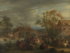 A Cavalry Engagement at a Bridge by Anonymous