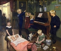 A Concert: The Artist's Children and their Playmates by Otto Carl Bentzon Haslund