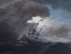 A Dutch Flagship running before a Gale by studio of Willem van der Velde the younger