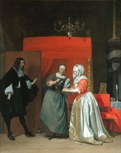 A Man Visiting a Woman Washing her Hands by Gabriël Metsu