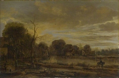 A River Landscape with a Village by Aert van der Neer