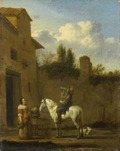 A Trumpeter on Horseback Drinking by Karel Dujardin