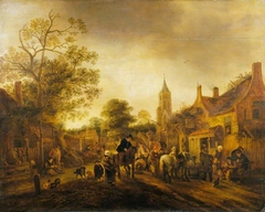 A Village Scene by Anonymous