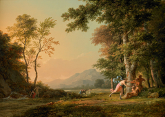 A Wooded Landscape with a Bacchic Scene by Pierre-Henri de Valenciennes