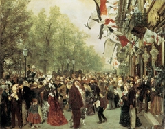 Abreise König Wilhelms I. zur Armee am 31. Juli 1870 by Adolph von Menzel