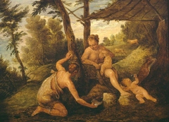 Adam and Eve after the Expulsion (after Paolo Veronese and studio) by David Teniers the Younger