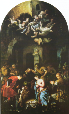 Adoration of the Shepherds with the Saints Nazario and Celso by Moretto da Brescia