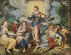 Allegorie auf den Lohn der Tugend und die Strafe des Lasters (Umkreis) by Frans Floris I