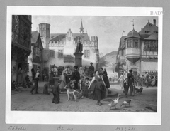 Am Marktbrunnen einer Rheinischen Stadt by Christian Eduard Boettcher