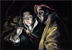 An Allegory with a Boy Lighting a Candle in the Company of an Ape and a Fool (Fabula) by El Greco