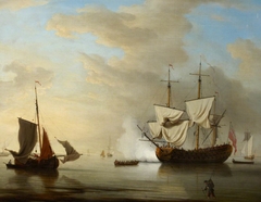 An English ship becalmed by Peter Monamy