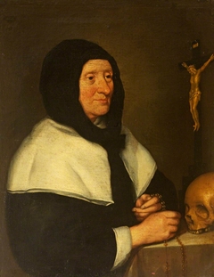 An Old Woman (a Beguine?)  with Crucifix and Skull by Anonymous