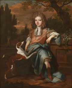 An Unknown Young Boy with a Dog by Anonymous