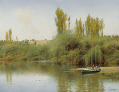 Bank of the Guadaira with Boat by Emilio Sánchez-Perrier