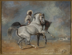 Black man with horses by Wacław Pawliszak