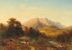 Blick auf den Untersberg im Abendlicht by August Becker