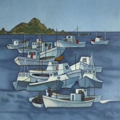 Boats, Island Bay by Rita Angus