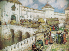 Book shops on the Spassky Bridge at the 17 century by Apollinary Vasnetsov