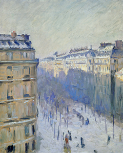 Boulevard Haussmann, effet de neige by Gustave Caillebotte