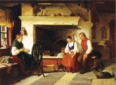 By the Hearth, an Ostrobothnian Courting Scene by Adolf von Becker