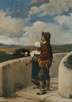 Children with bagpipe by Gerolamo Induno