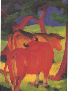 Cows under trees by Franz Marc