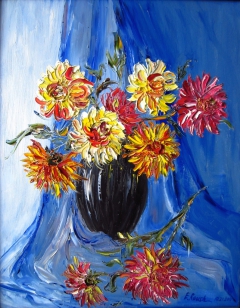 Dahlias on a Blue by Elena Roush