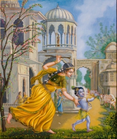 Damodar-Yashoda chasing after baby Krishna by Dominique Amendola