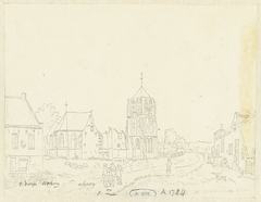 De kerk in het dorp Acquoy by Hermanus Petrus Schouten