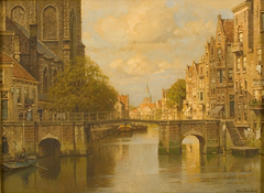 De voorstraathaven bij de Grote Kerk te Dordrecht by Johannes Christiaan Karel Klinkenberg