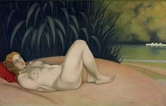 Femme nue dormant au bord de l'eau by Félix Vallotton