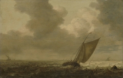 Fishing boat with the wind in the sails by Pieter Mulier I