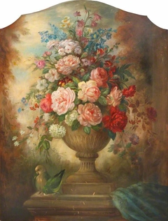 Flowers in an Urn with a Bird (firescreen) by David Paton