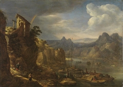 Flusslandschaft mit Regenbogen by Herman Saftleven