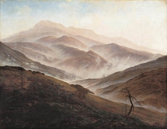 Giant Mountains Landscape with Rising Fog by Caspar David Friedrich