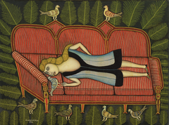 Girl with Pigeons by Morris Hirshfield