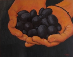 Hands with olives by Nikolas Kiokias