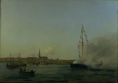 Havnen ved Nyborg. I forgrunden kutteren "Neptun" by Frederik Theodor Kloss