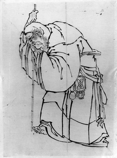 Hermit with a Staff by Katsushika Hokusai