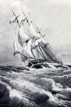 HMS Rattlesnake Off Sydney Heads by Oswald Walters Brierly