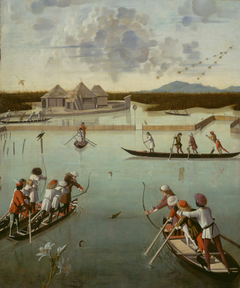 Hunting on the Lagoon (recto); Letter Rack (verso) by Vittore Carpaccio