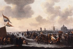 IJsvermaak op de Maas bij de Witte of Wester Nieuwehoofdpoort by Hendrik de Meijer