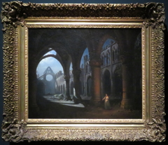 Intérieur d'une abbaye en ruine by Hippolyte Sebron