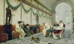 Interior of Roman Building with Figures by Ettore Forti