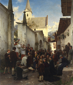 Kinderbegräbnis in Passeier (Tirol) by Wilhelm Ludwig Friedrich Riefstahl