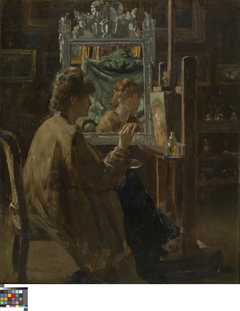 Kunstenares in haar atelier by Alfred Stevens