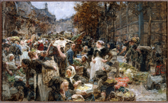 L'approvisionnement des Halles, esquisse pour l'Hôtel de Ville de Paris by Léon Augustin Lhermitte