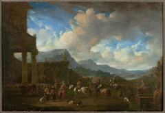 Landscape with a genre scene by Pieter Wouwerman