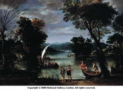 Landscape with a River and Boats by Giovanni Battista Viola