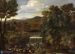 Landscape with shepherds and herds by Crescenzio Onofri